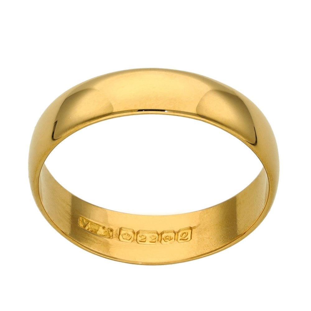 Gents 22ct Yellow Gold 5mm Wedding Band - Size Q