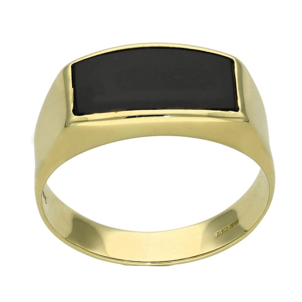 Gents 9ct Yellow Gold Onyx Signet Ring - Size S