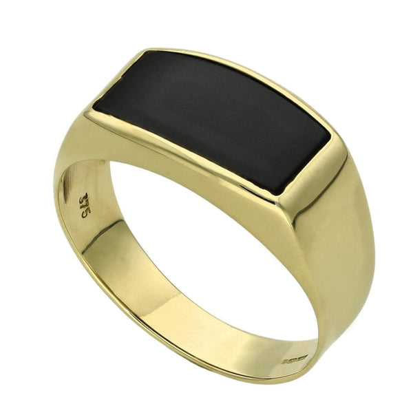 Gents 9ct Yellow Gold Onyx Signet Ring - Size S