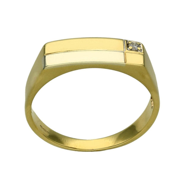 Gents 9ct Yellow & White Gold Diamond Signet Ring