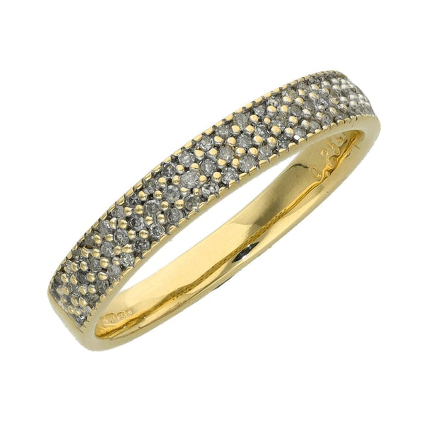 Ladies 9ct Yellow Gold Diamond Ring - Size O½ - 0.25ct