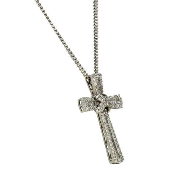 Ladies 18ct White Gold 2.23ct Diamond Cross & 9ct Chain