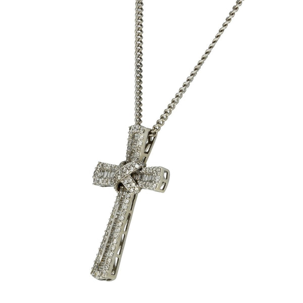 Ladies 18ct White Gold 2.23ct Diamond Cross & 9ct Chain
