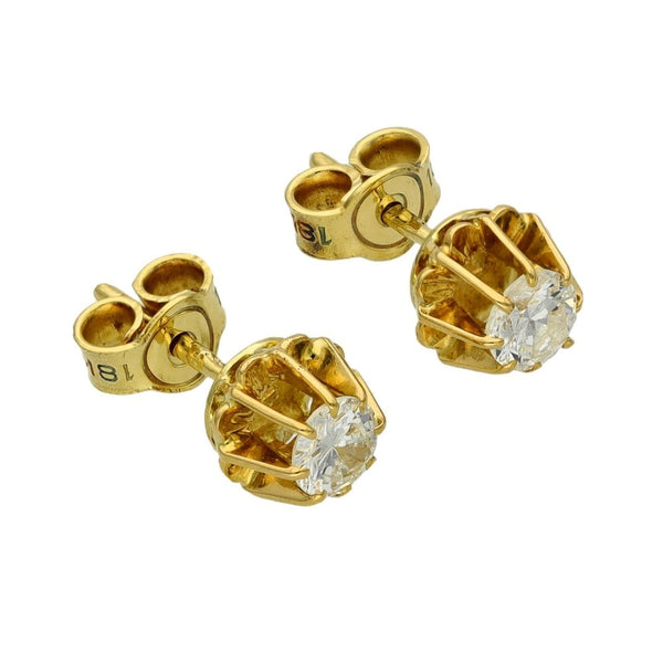 Ladies 18ct Yellow Gold Diamond Stud Earrings - 0.40ct