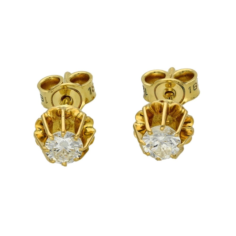 Ladies 18ct Yellow Gold Diamond Stud Earrings - 0.40ct