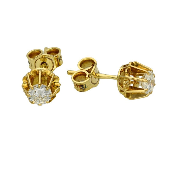Ladies 18ct Yellow Gold Diamond Stud Earrings - 0.40ct