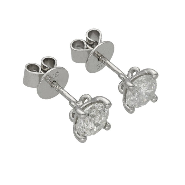 Ladies 9ct White Gold Diamond Stud Earrings - 0.88ct
