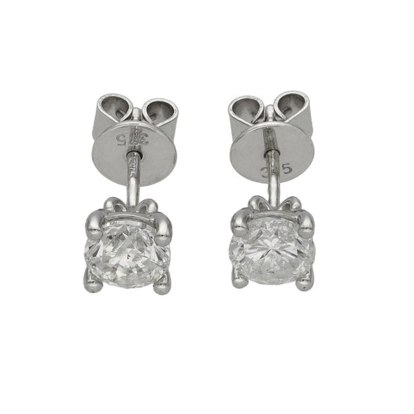Ladies 9ct White Gold Diamond Stud Earrings - 0.88ct