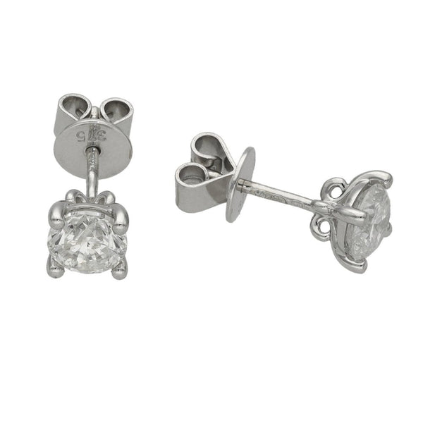 Ladies 9ct White Gold Diamond Stud Earrings - 0.88ct