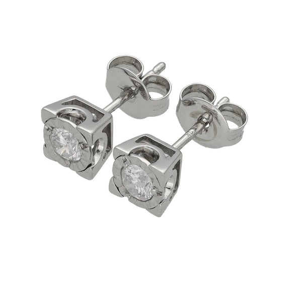 Ladies 9ct White Gold Diamond Stud Earrings - 0.28ct