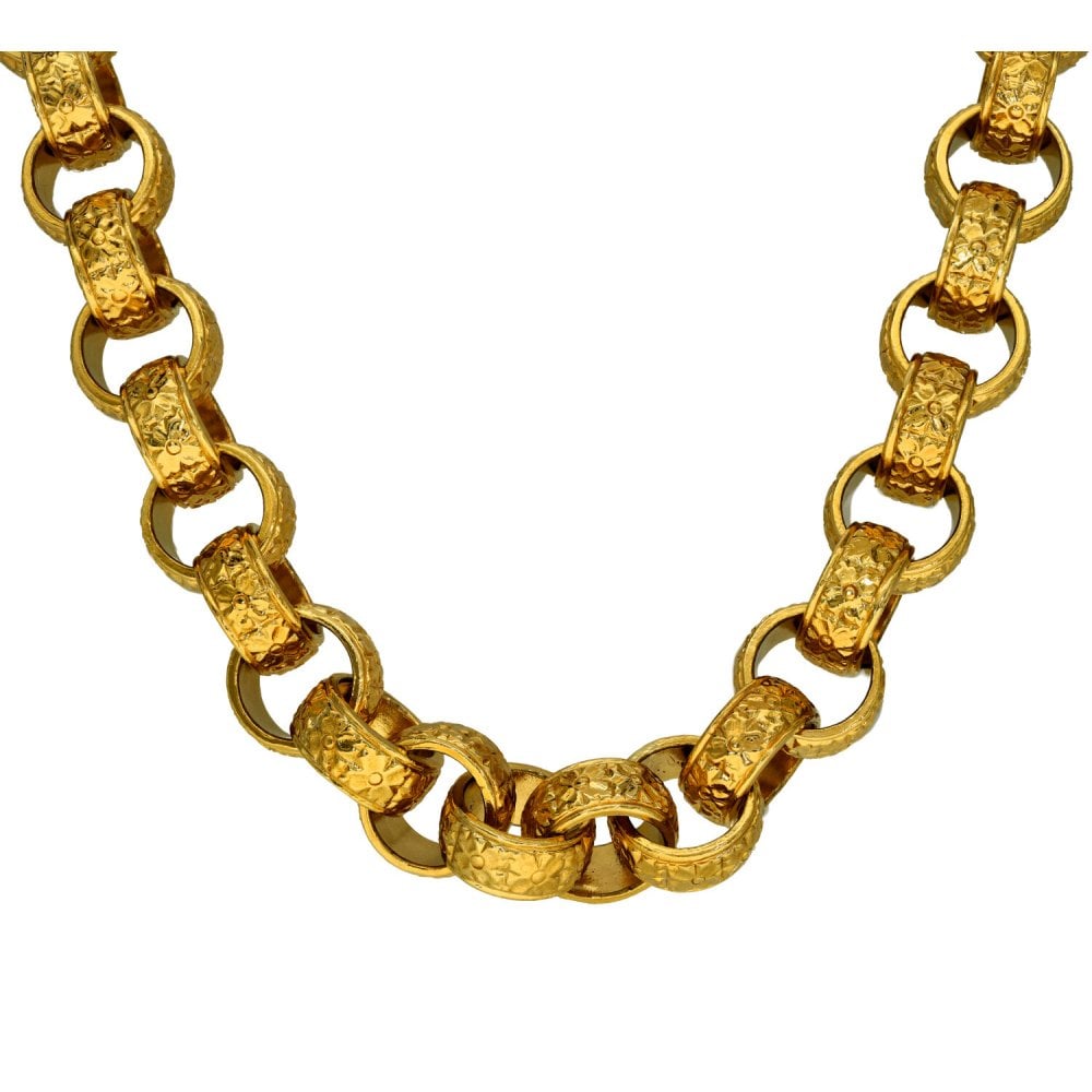 Gents 9ct Yellow Gold Heavy Patterned Belcher Chain - 297.5g