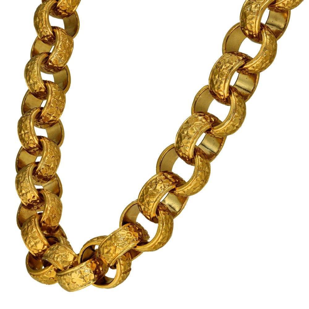 Gents 9ct Yellow Gold Heavy Patterned Belcher Chain - 297.5g