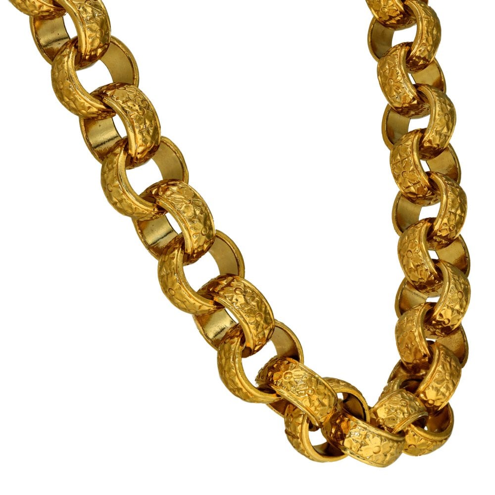 Gents 9ct Yellow Gold Heavy Patterned Belcher Chain - 297.5g