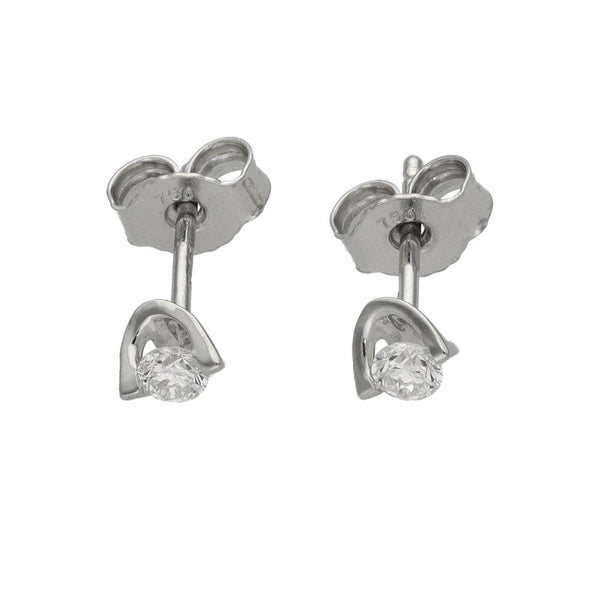 Ladies 18ct White Gold Diamond Stud Earrings - 0.25ct