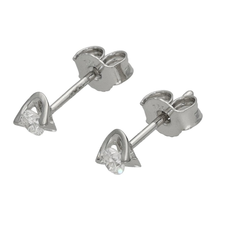 Ladies 18ct White Gold Diamond Stud Earrings - 0.25ct