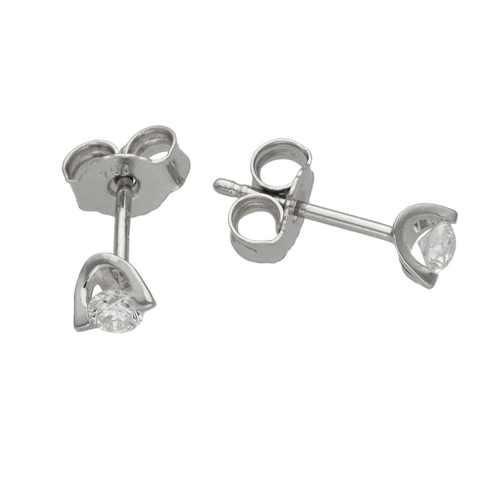 Ladies 18ct White Gold Diamond Stud Earrings - 0.25ct