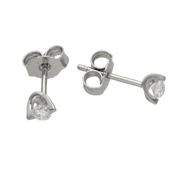 Ladies 18ct White Gold Diamond Stud Earrings - 0.25ct