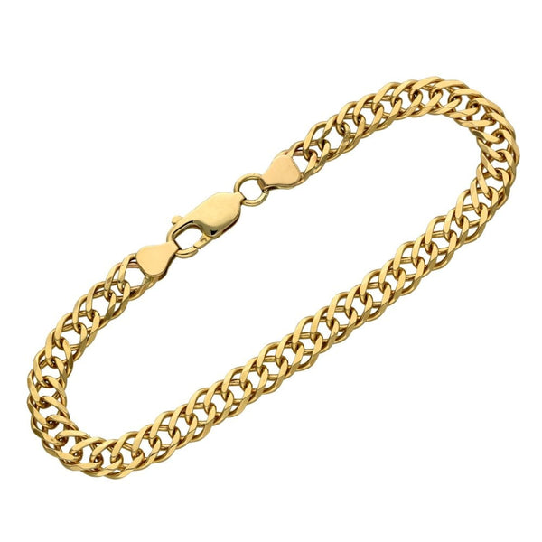 9ct Yellow Gold Double Curb Link Bracelet - 7" - 8.1g