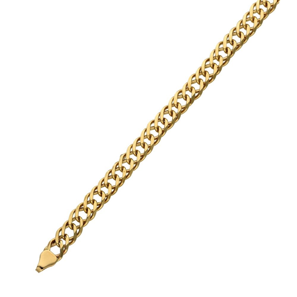 9ct Yellow Gold Double Curb Link Bracelet - 7" - 8.1g