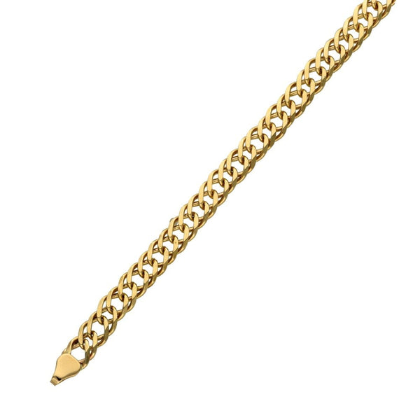 9ct Yellow Gold Double Curb Link Bracelet - 7" - 8.1g