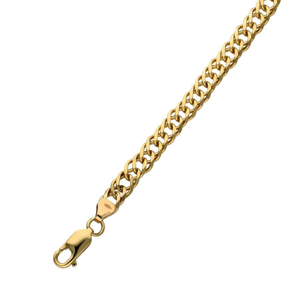 9ct Yellow Gold Double Curb Link Bracelet - 7" - 8.1g
