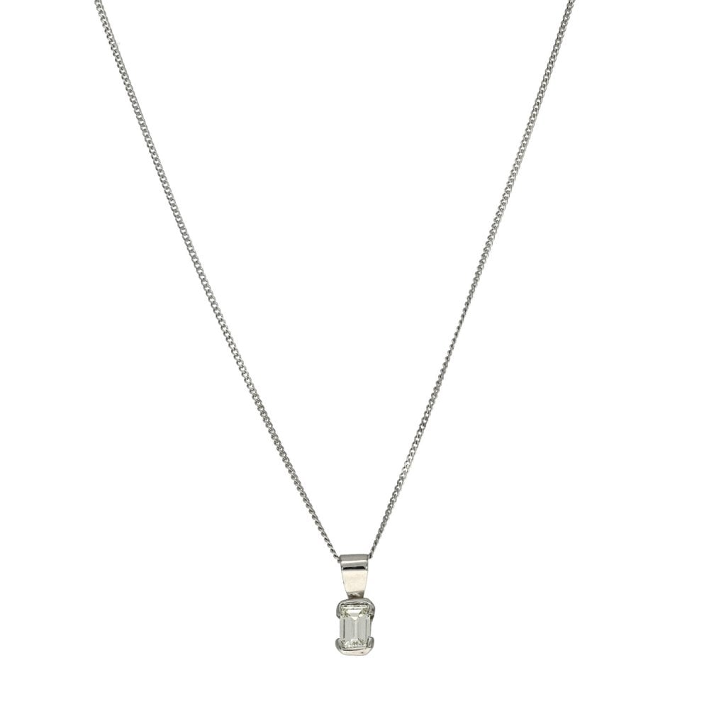 Ladies 18ct White Gold Diamond Necklace & Pendant - 16" - 0.29ct