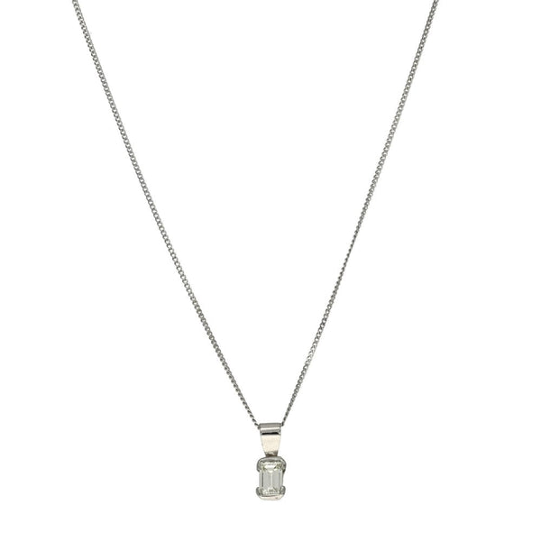 Ladies 18ct White Gold Diamond Necklace & Pendant - 16" - 0.29ct