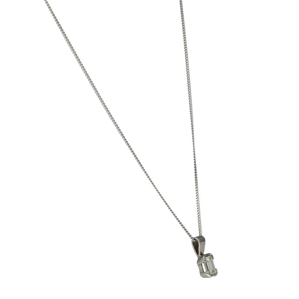 Ladies 18ct White Gold Diamond Necklace & Pendant - 16" - 0.29ct