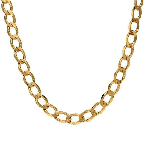 9ct Yellow Gold Open Flat Curb Chain - 18" - 18.1g