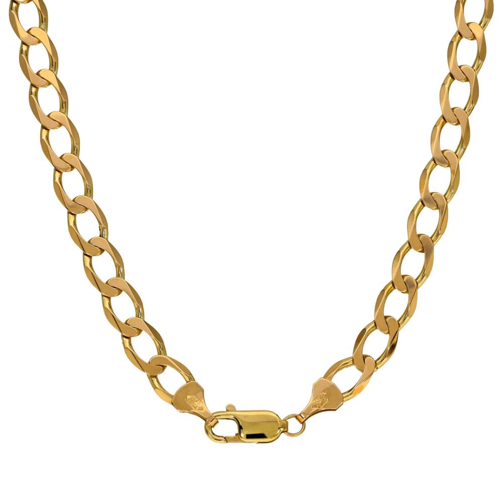 9ct Yellow Gold Open Flat Curb Chain - 18" - 18.1g