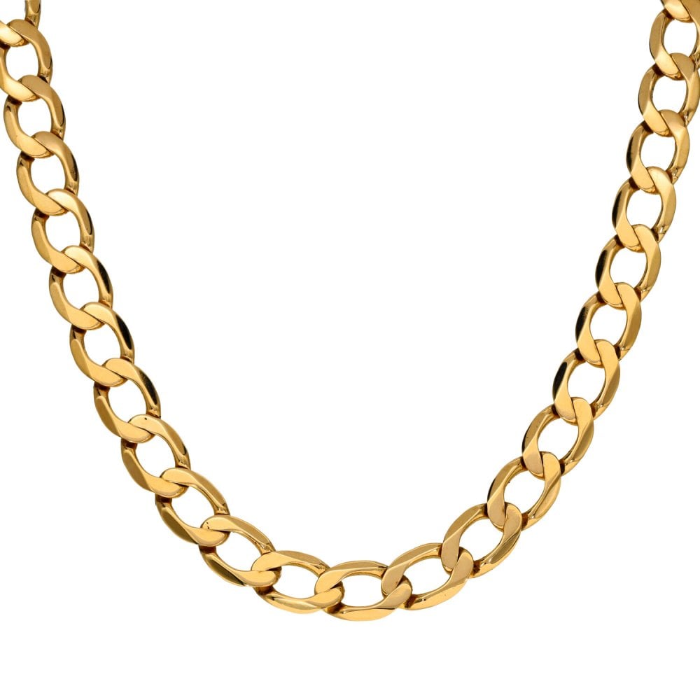 Gents 9ct Yellow Gold Curb Chain - 21" - 30.5g