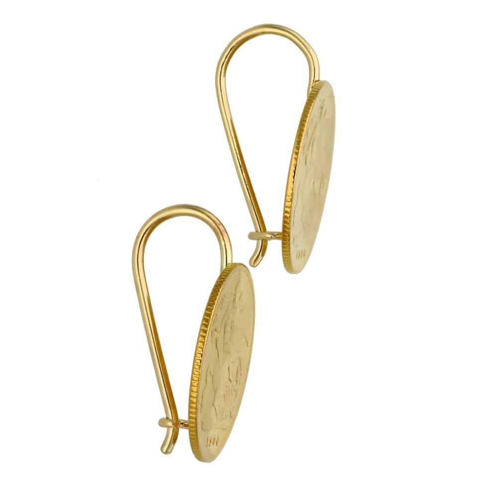 1900 Yellow Gold Half Sovereign Coin Earrings - 8.8g