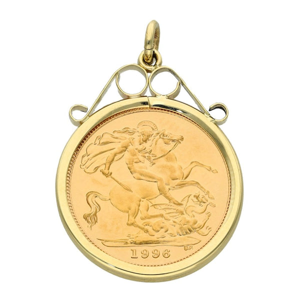 1996 Yellow Gold Half Sovereign Coin Pendant - 5.0g