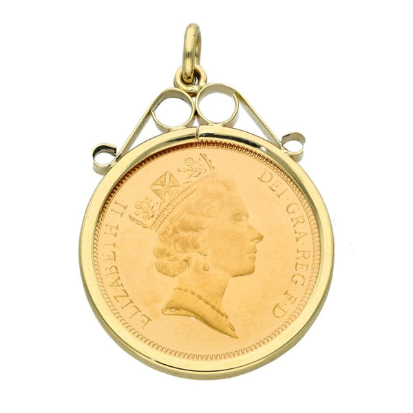 1996 Yellow Gold Half Sovereign Coin Pendant - 5.0g