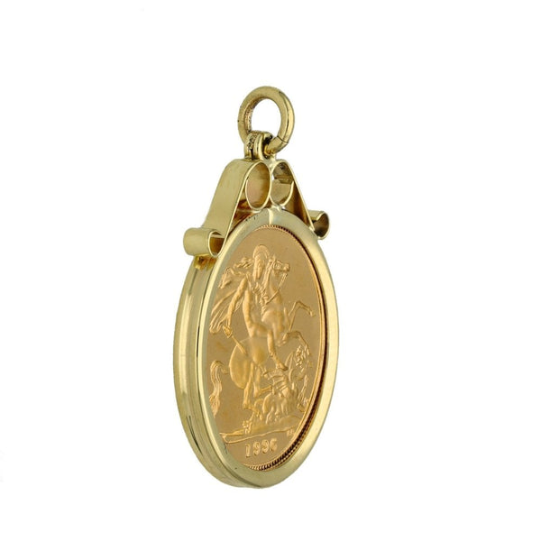 1996 Yellow Gold Half Sovereign Coin Pendant - 5.0g