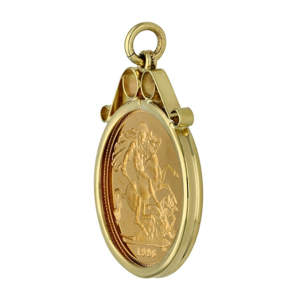 1996 Yellow Gold Half Sovereign Coin Pendant - 5.0g