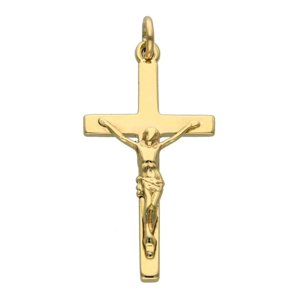 Ladies 9ct Yellow Gold Crucifix Pendant - 3.1g