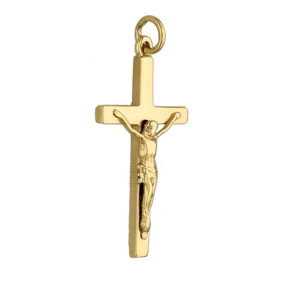 Ladies 9ct Yellow Gold Crucifix Pendant - 3.1g