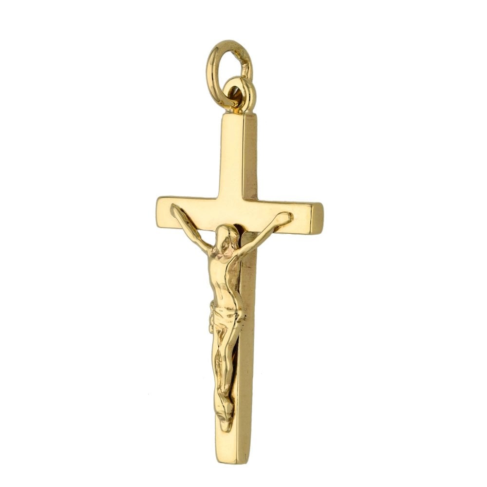 Ladies 9ct Yellow Gold Crucifix Pendant - 3.1g