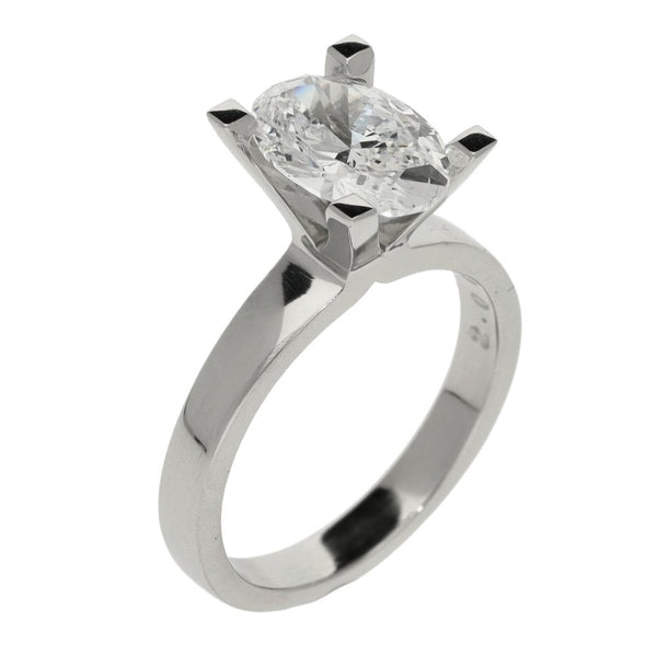 2.00ct Platinum Certified Oval Diamond Engagement Ring - D/VS2