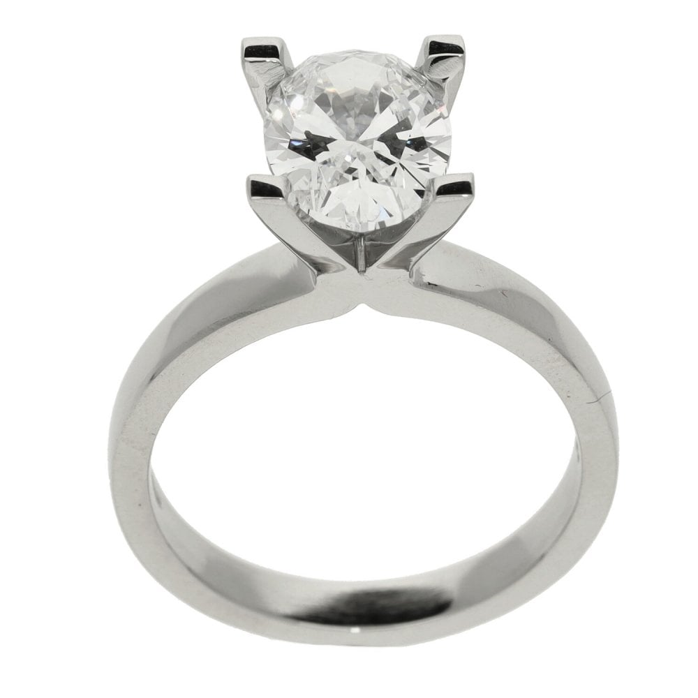 2.00ct Platinum Certified Oval Diamond Engagement Ring - D/VS2
