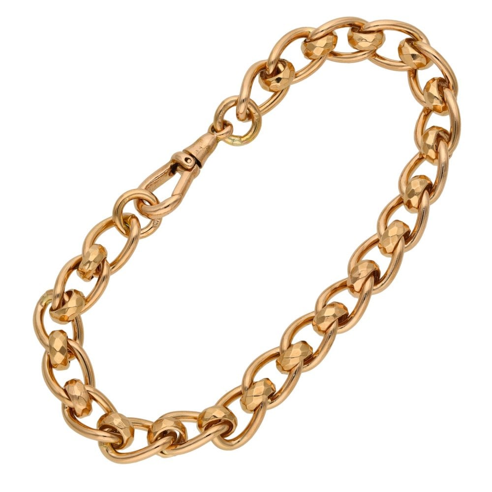 Ladies 9ct Rose Gold 7.5" Rollerball Style Bracelet - 21.0g
