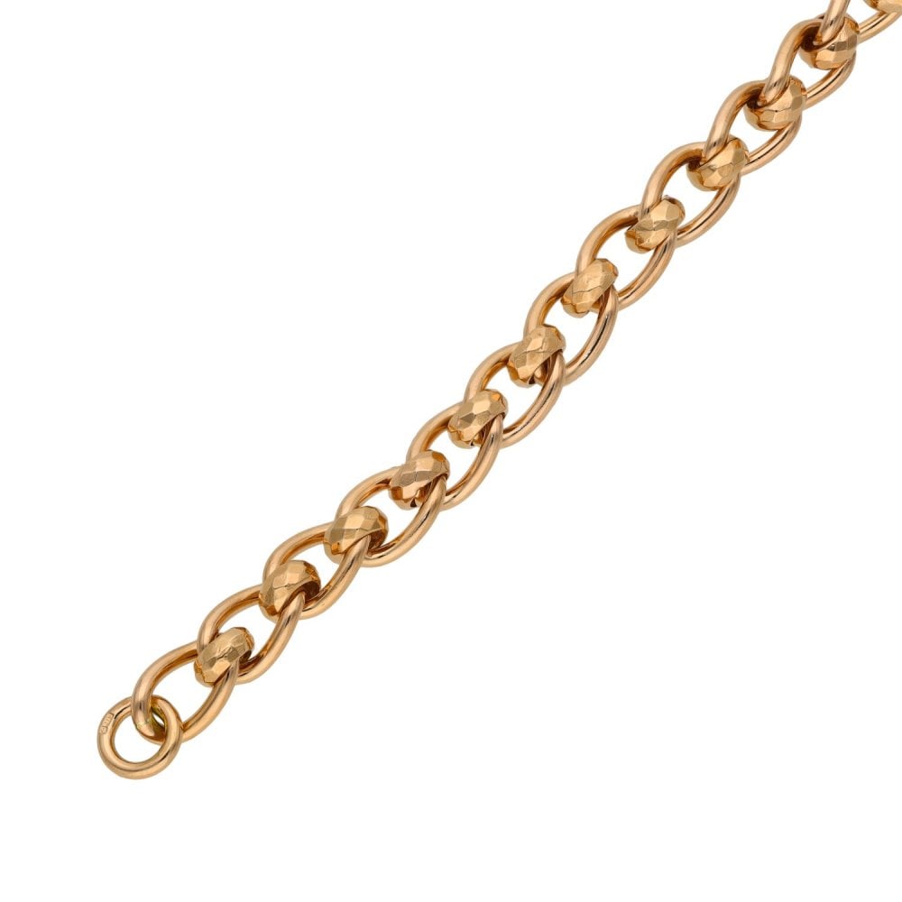 Ladies 9ct Rose Gold 7.5" Rollerball Style Bracelet - 21.0g