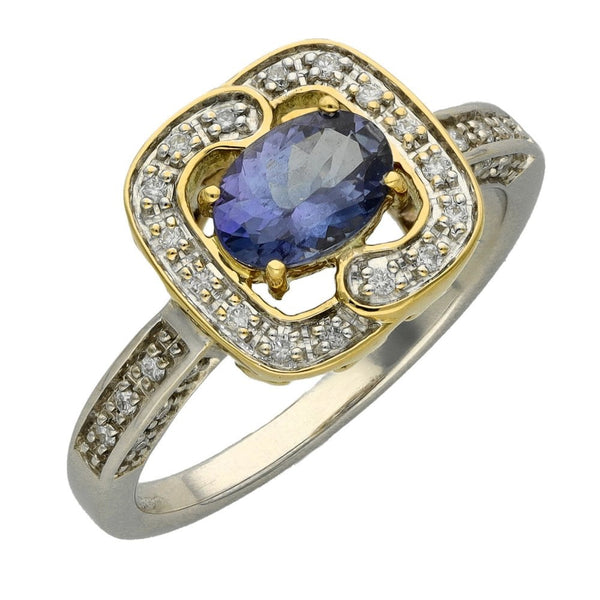 Ladies 18ct Multi-Tone Gold Tanzanite & Diamond Cluster Ring