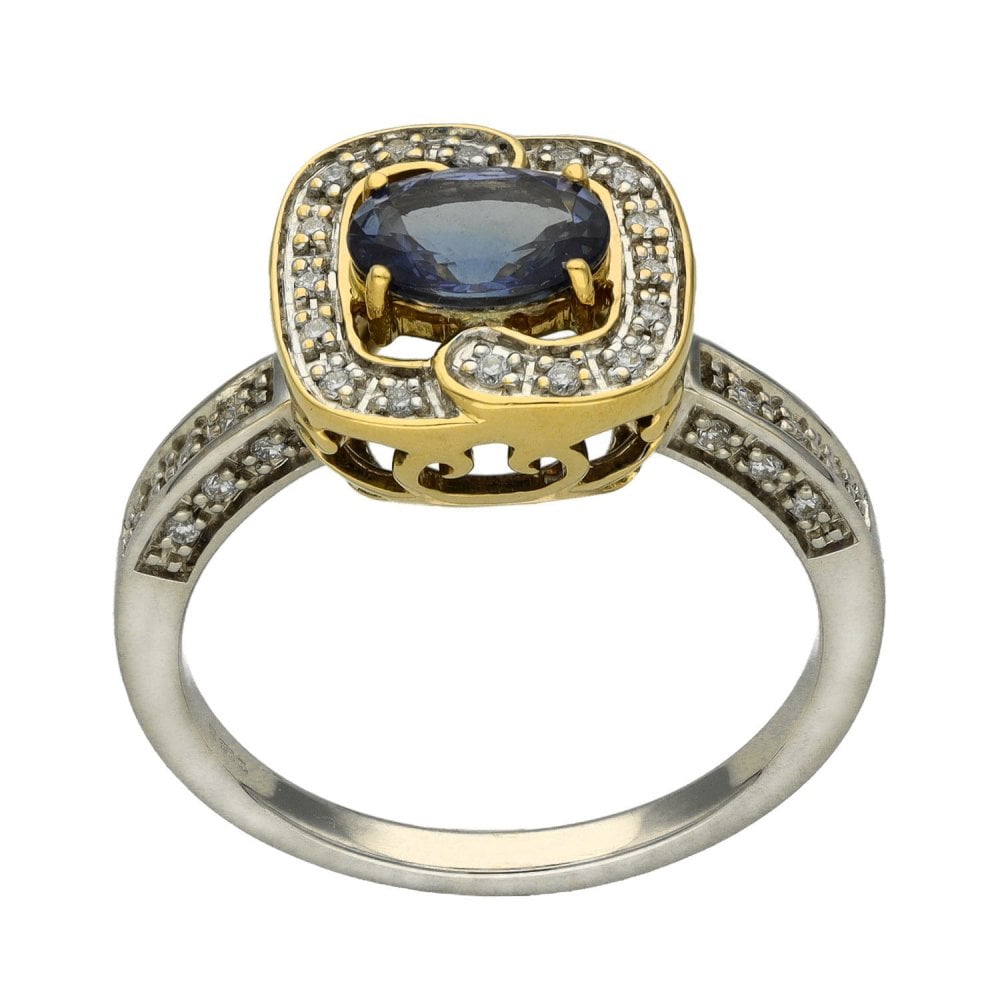 Ladies 18ct Multi-Tone Gold Tanzanite & Diamond Cluster Ring