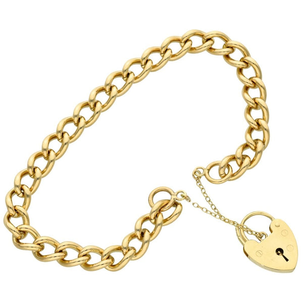 9ct Yellow Gold Curb Link Bracelet - 8" - 27.4g