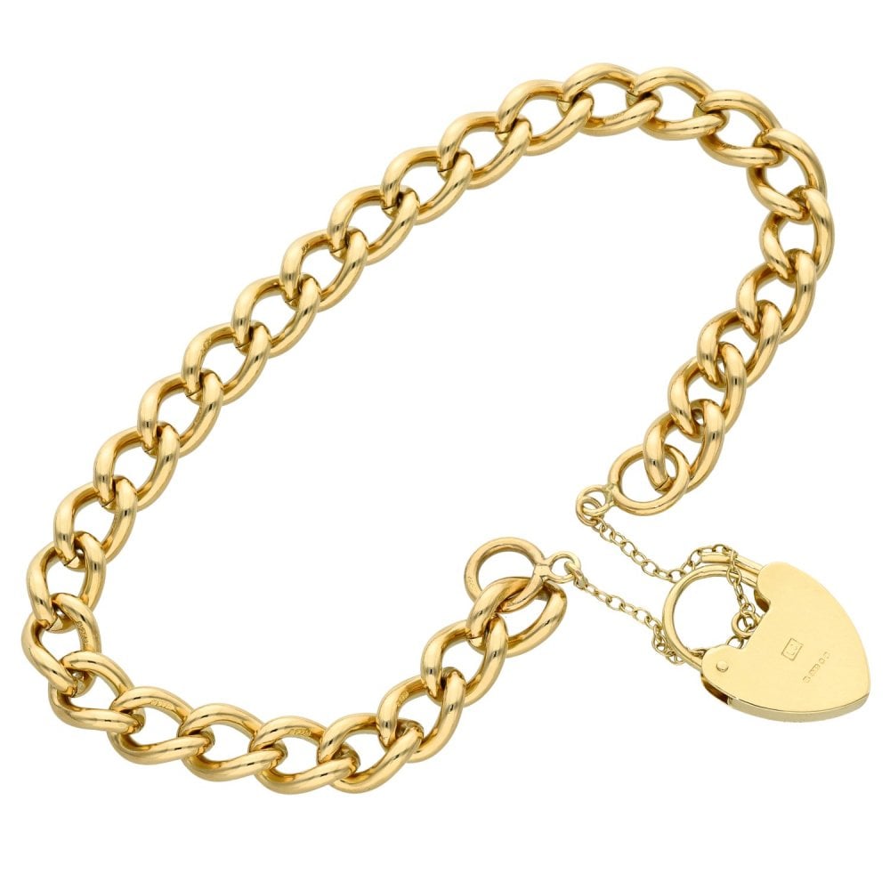 9ct Yellow Gold Curb Link Bracelet - 8" - 27.4g