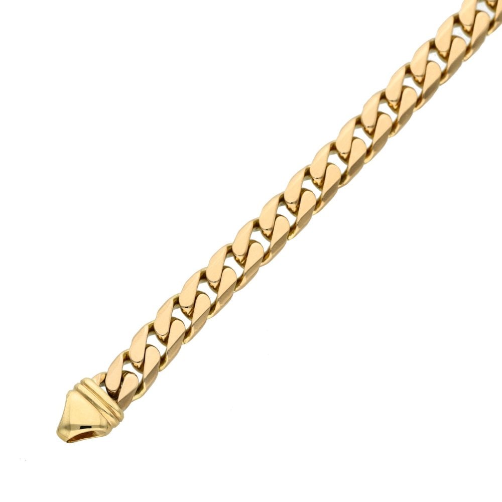 Gents 9ct Yellow Gold Curb Bracelet - 9" - 31.1g