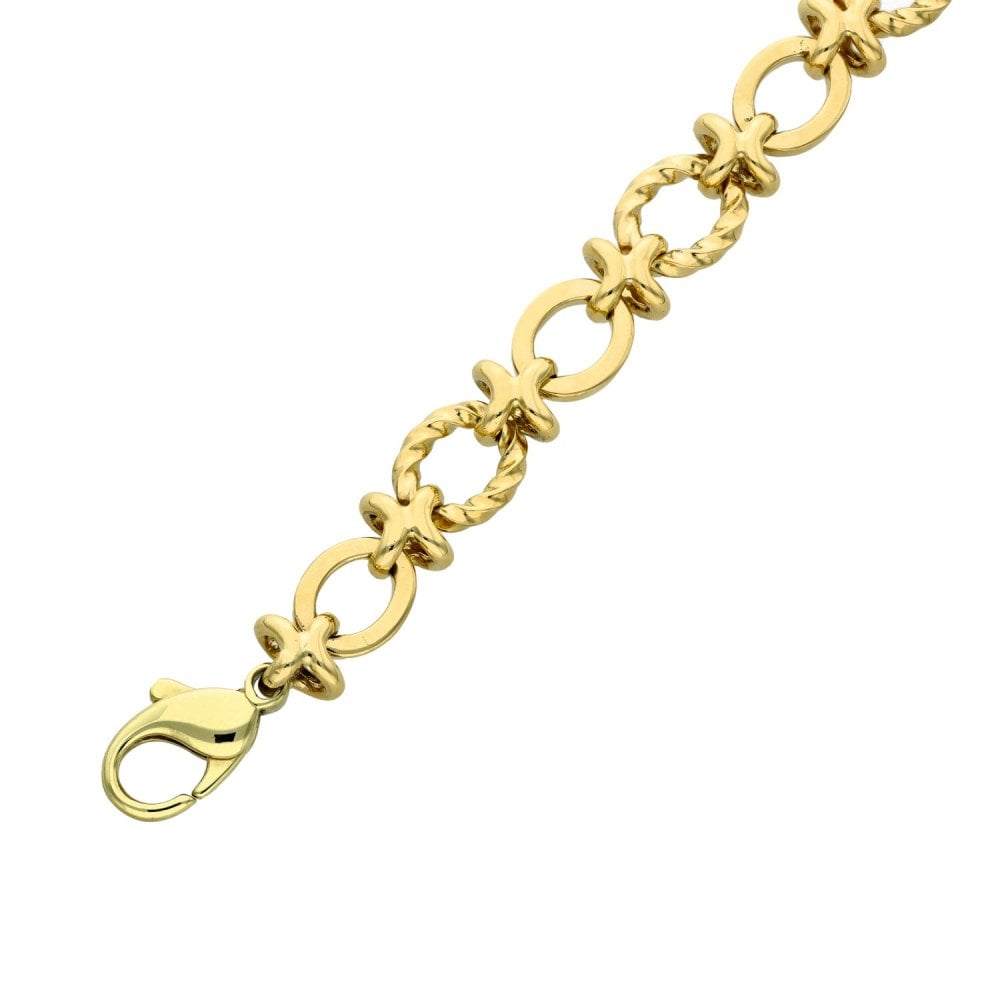 Ladies 9ct Yellow Gold 8" Fancy Link Bracelet - 28.2g