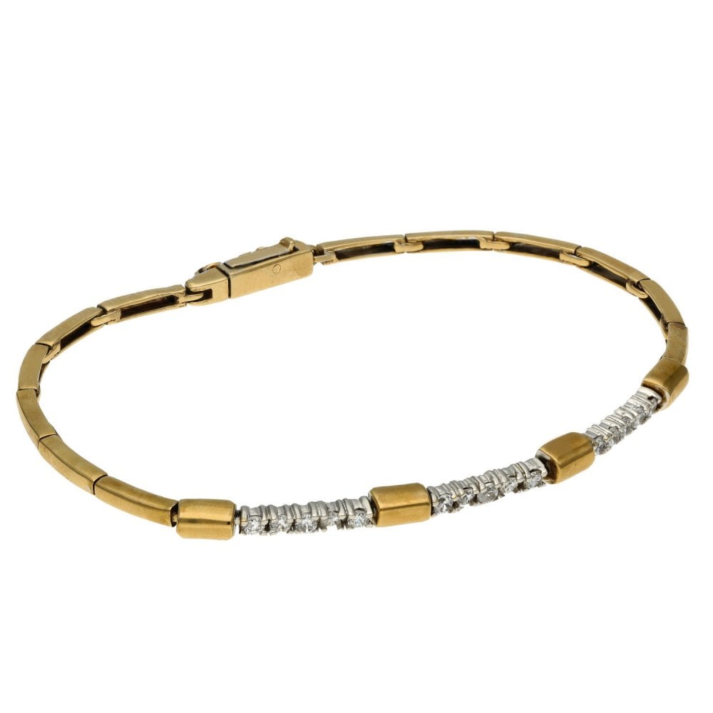 Ladies 9ct Yellow Gold Cubic Zirconia Set Bracelet -7"